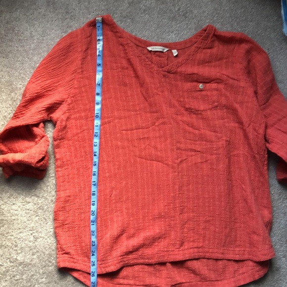 Soft Surroundings Crepe V Neck Blouse Size L Sundance Linen Cotton - Picture 6 of 7